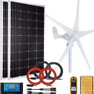 Pikasola Wind Turbine Generator 400W12V + 2 PCS 100W 12V Monocrystalline Solar Panel Kits Suit for RV Marine Home Solar Wind Hybrid System  Patio, Lawn & GardenRufus AIRufus AI